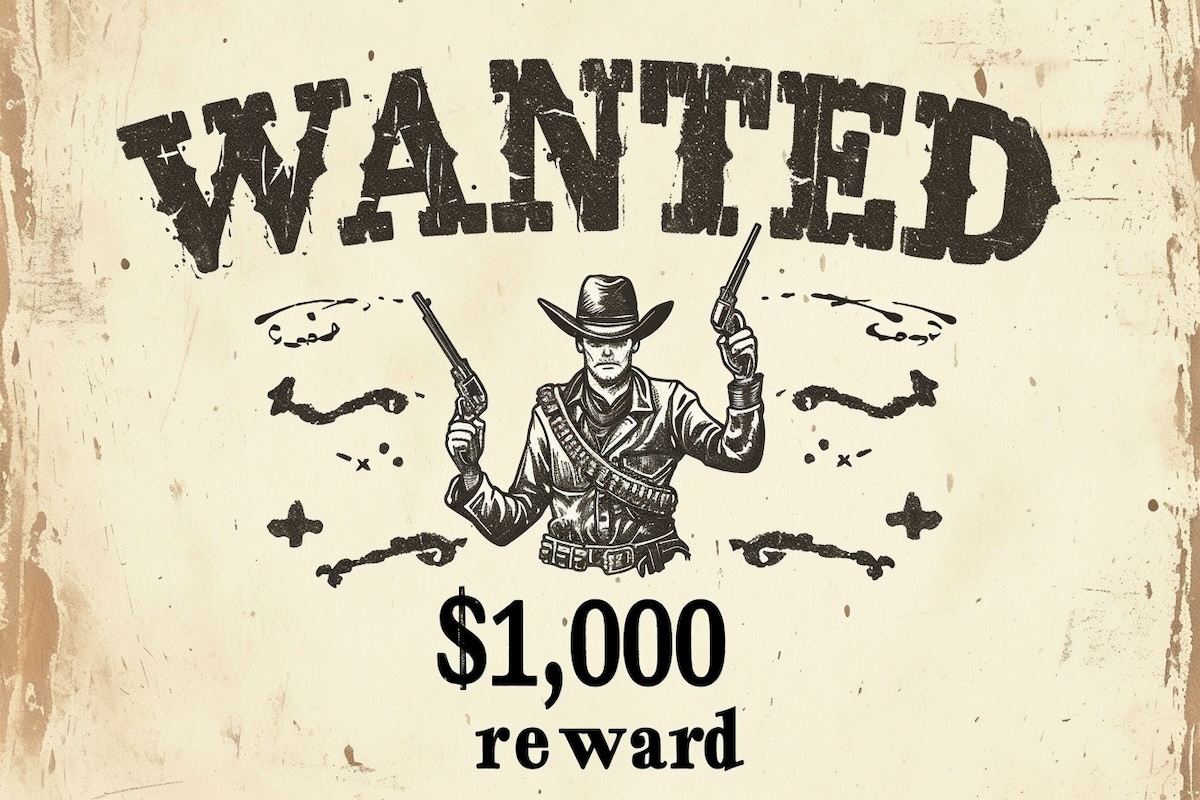 A wild west reward poster